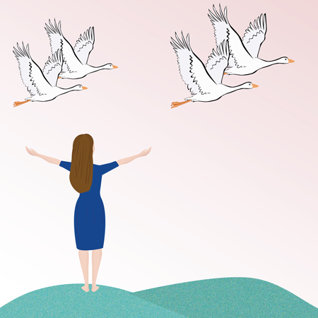 illustration stars girl goose