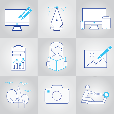 infographic showcase work icons